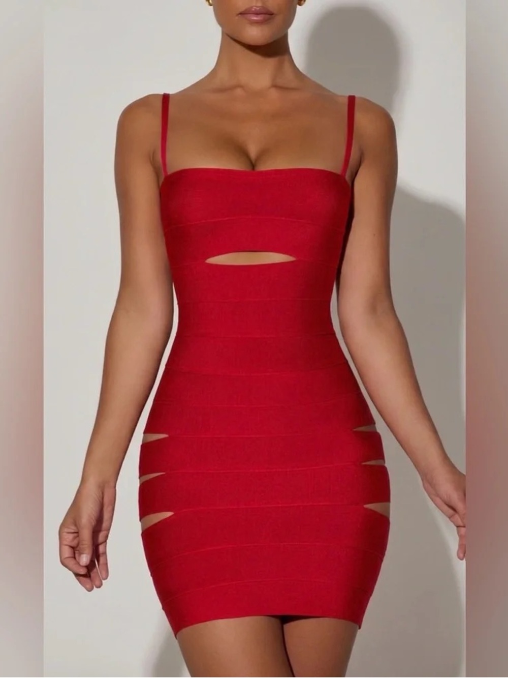 Oh Polly Red Cutout Bandage Mini Dress Size 6
